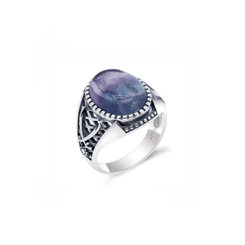 Bague Homme Pierre Fluorite "Léocade" en Argent 925