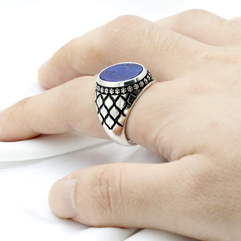 Bague Homme Pierre Lapis lazuli "Rafael" en Argent 925