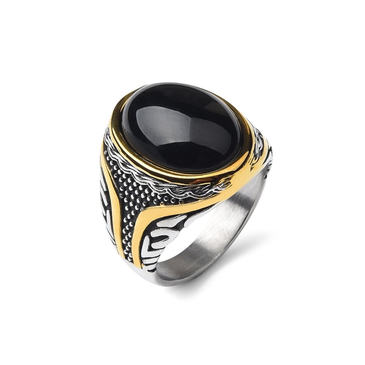 Bague Homme Pierre Onyx "Lucius" en Titane