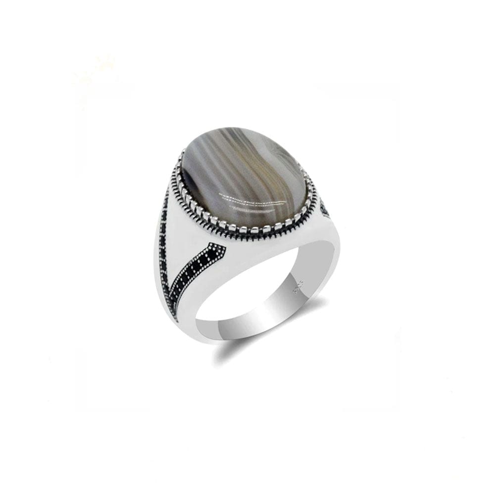 Bague Homme Pierre Onyx Lumineuse "Flavien" en Argent 925