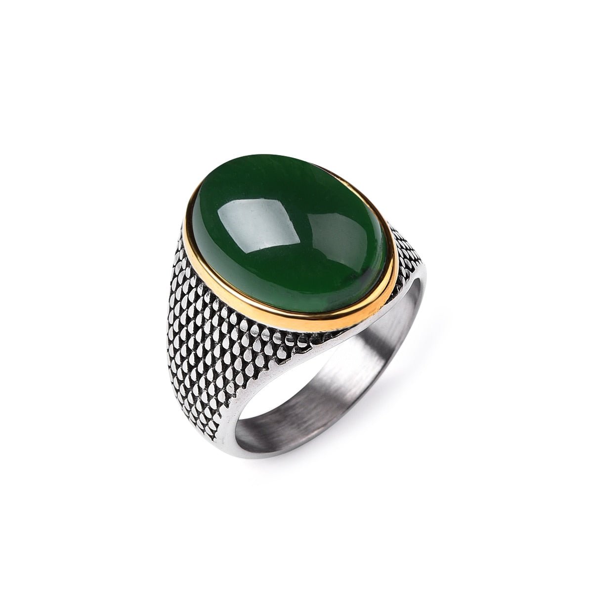 Bague Homme Pierre Onyx Vert "Marcus" en Titane