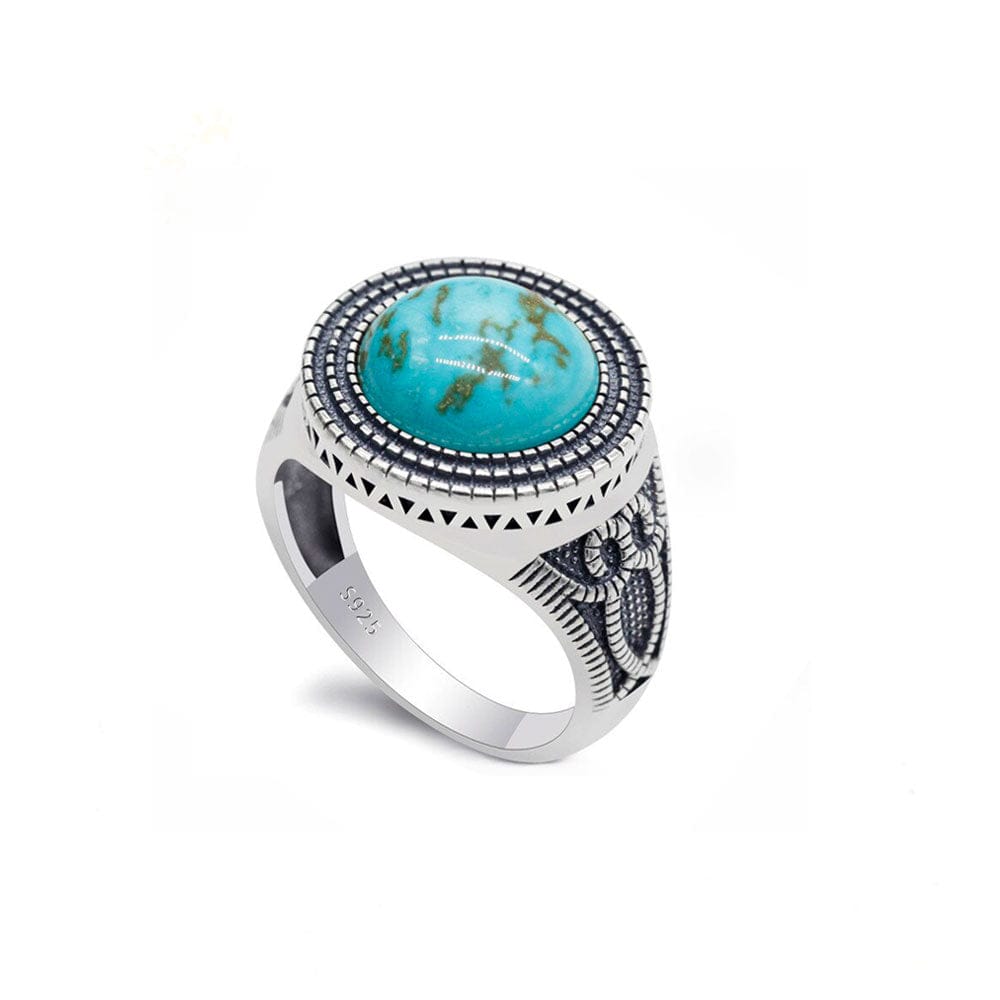 Bague Homme Pierre Turquoise "Isaakios" en Argent 925