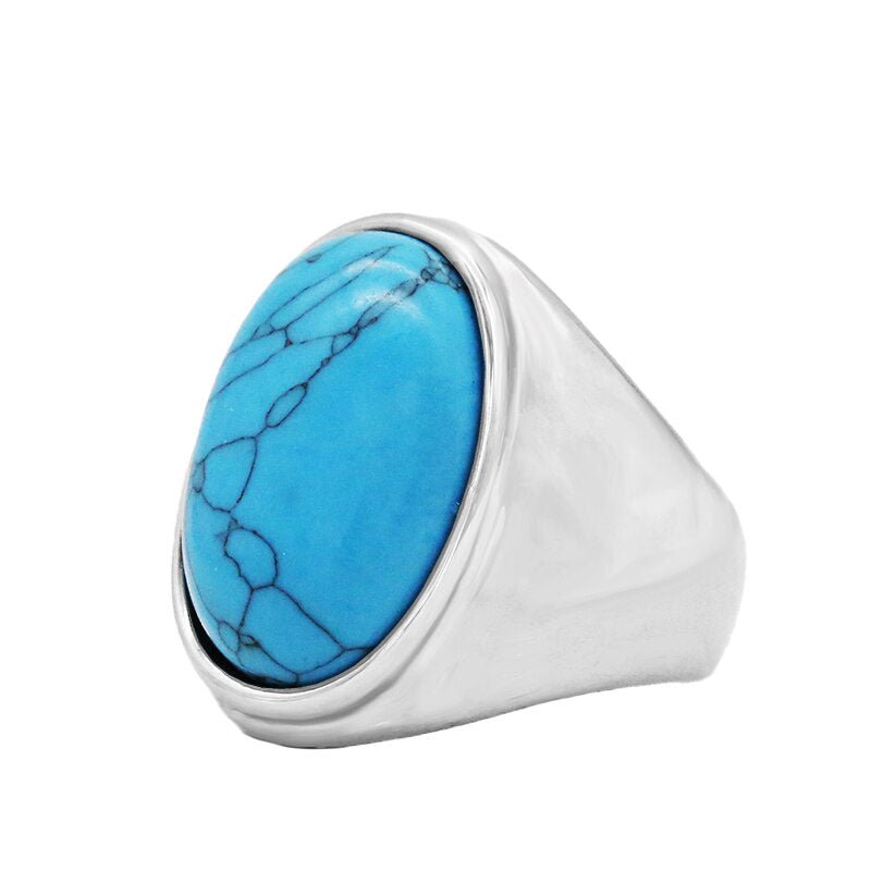 Bague Homme Turquoise "Jophiel" en Acier Inoxydable