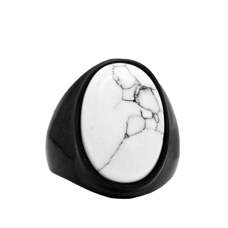 Bague Homme Turquoise "Seraphiel" en Acier Noir