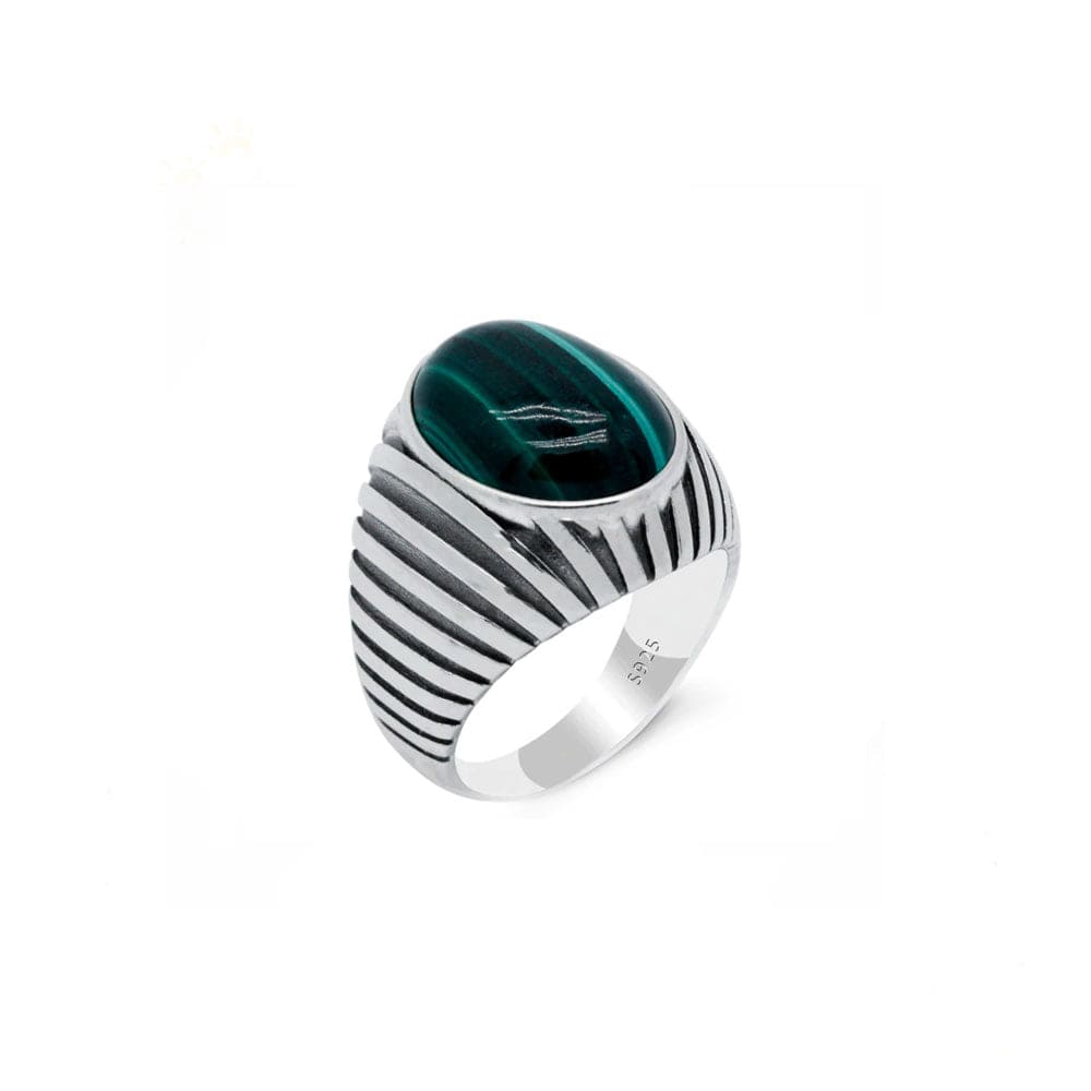 Bague Malachite "Evadne" en Argent Sterling