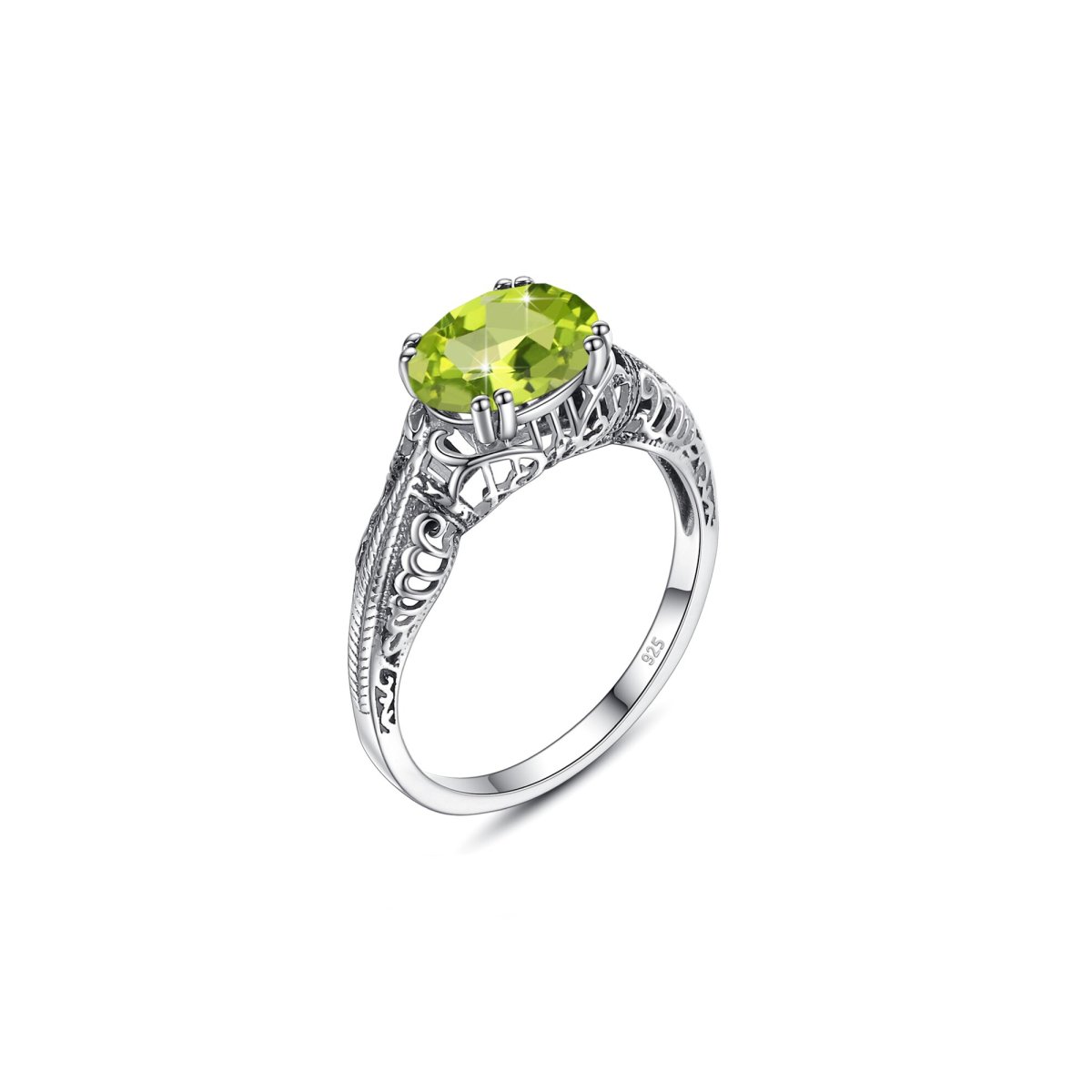 Bague Péridot "Camélia" en Argent 925