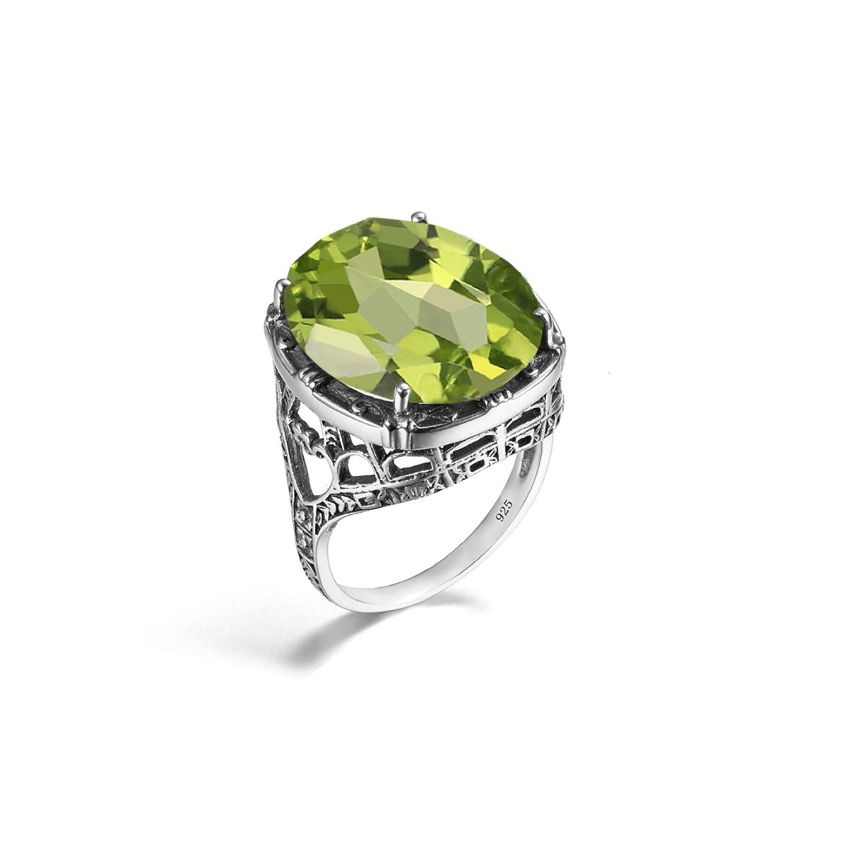Bague Péridot "Pivoine" en Argent 925