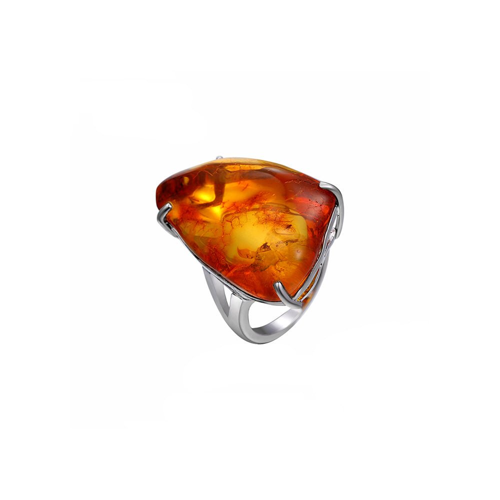 Bague Pierre Ambre "Raffaela" en Argent Sterling