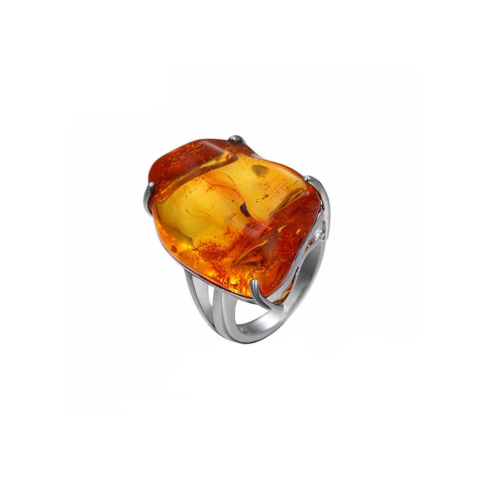 Bague Pierre Ambre "Teresina" en Argent Sterling