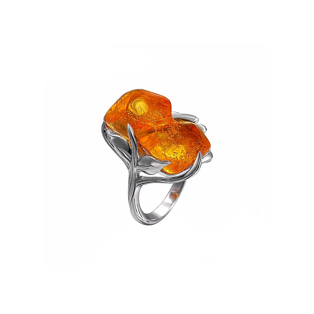 Bague Pierre Ambre "Vittoriana" en Argent 925