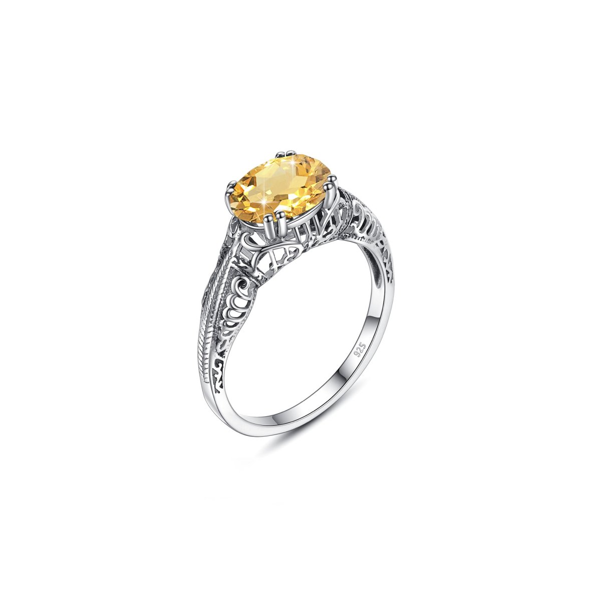 Bague Pierre Citrine "Alice" en Argent Sterling