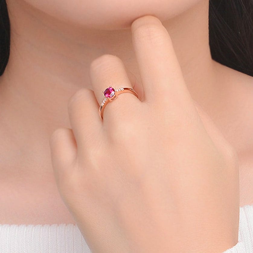 Bague Pierre Grenat "Elida" en Argent Sterling