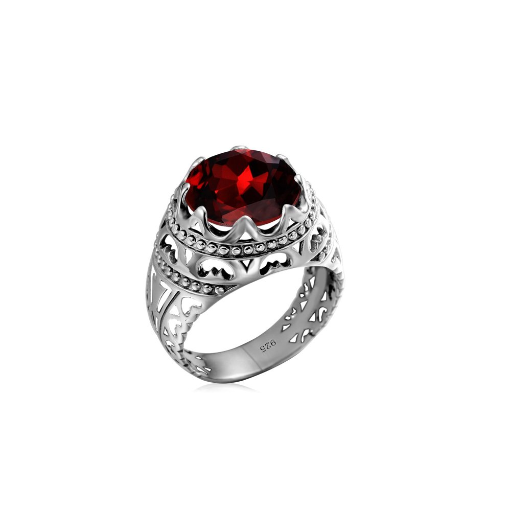 Bague Pierre Grenat "Saga" en Argent Sterling