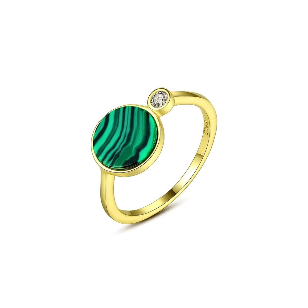 Bague Pierre Malachite "Selene" en Argent Sterling
