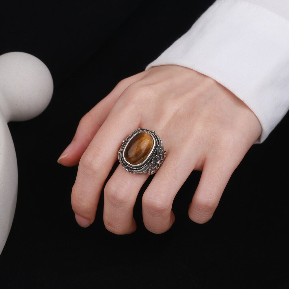 Bague Pierre Oeil de Tigre "Coralie"