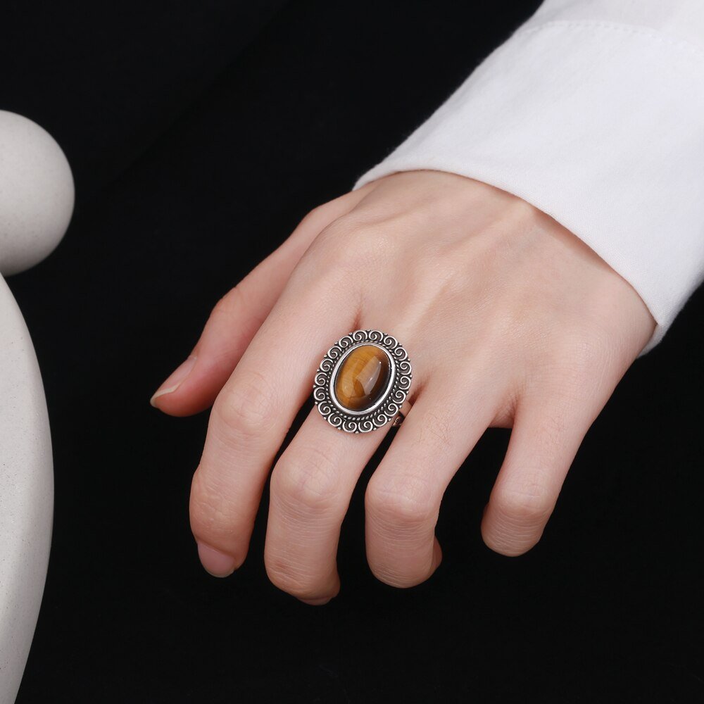 Bague Pierre Oeil De Tigre "Ondine"
