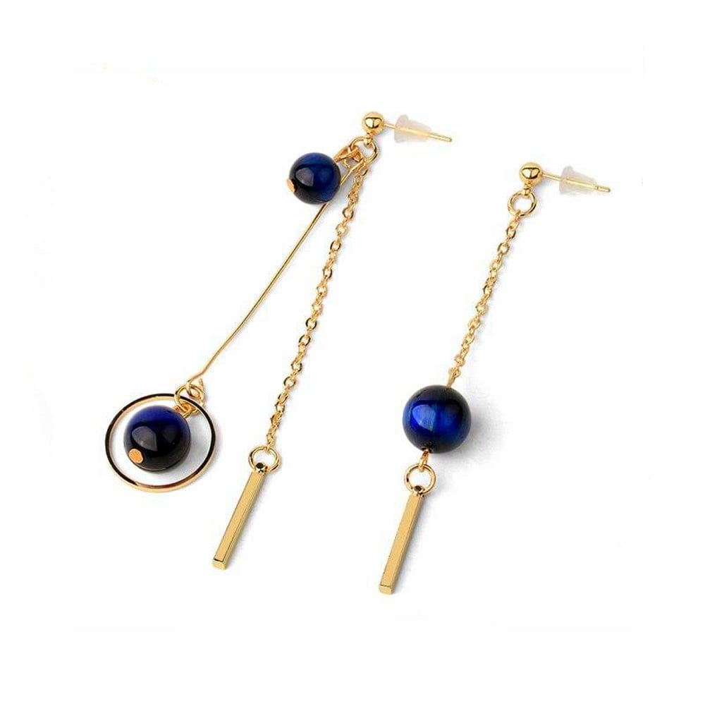 Boucles D'oreilles Oeil De Tigre Bleu "Alia"