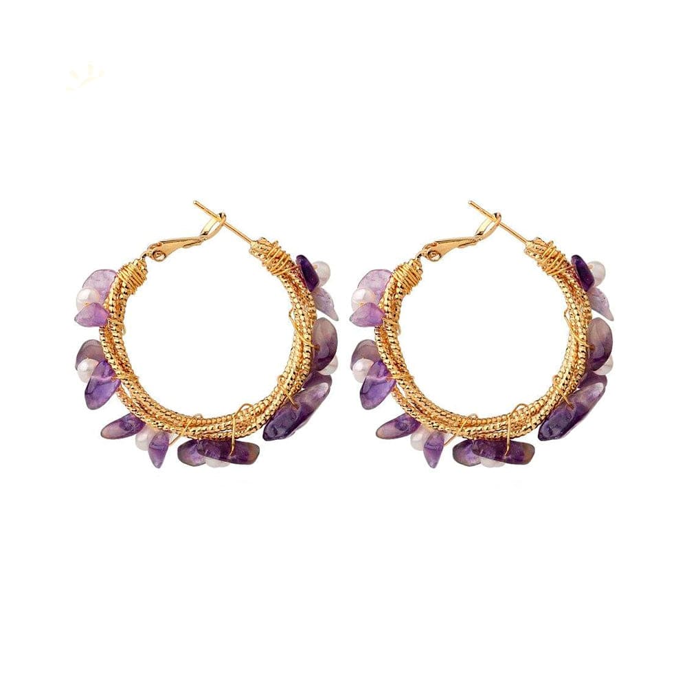 Boucles D'oreilles Perles Améthyste "Mina"
