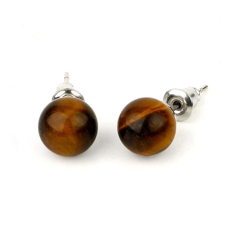 Boucles D'oreilles Pierre Oeil De Tigre "Flora"