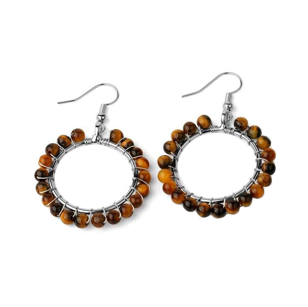 Boucles D'oreilles Pierre Oeil De Tigre "Hinda"