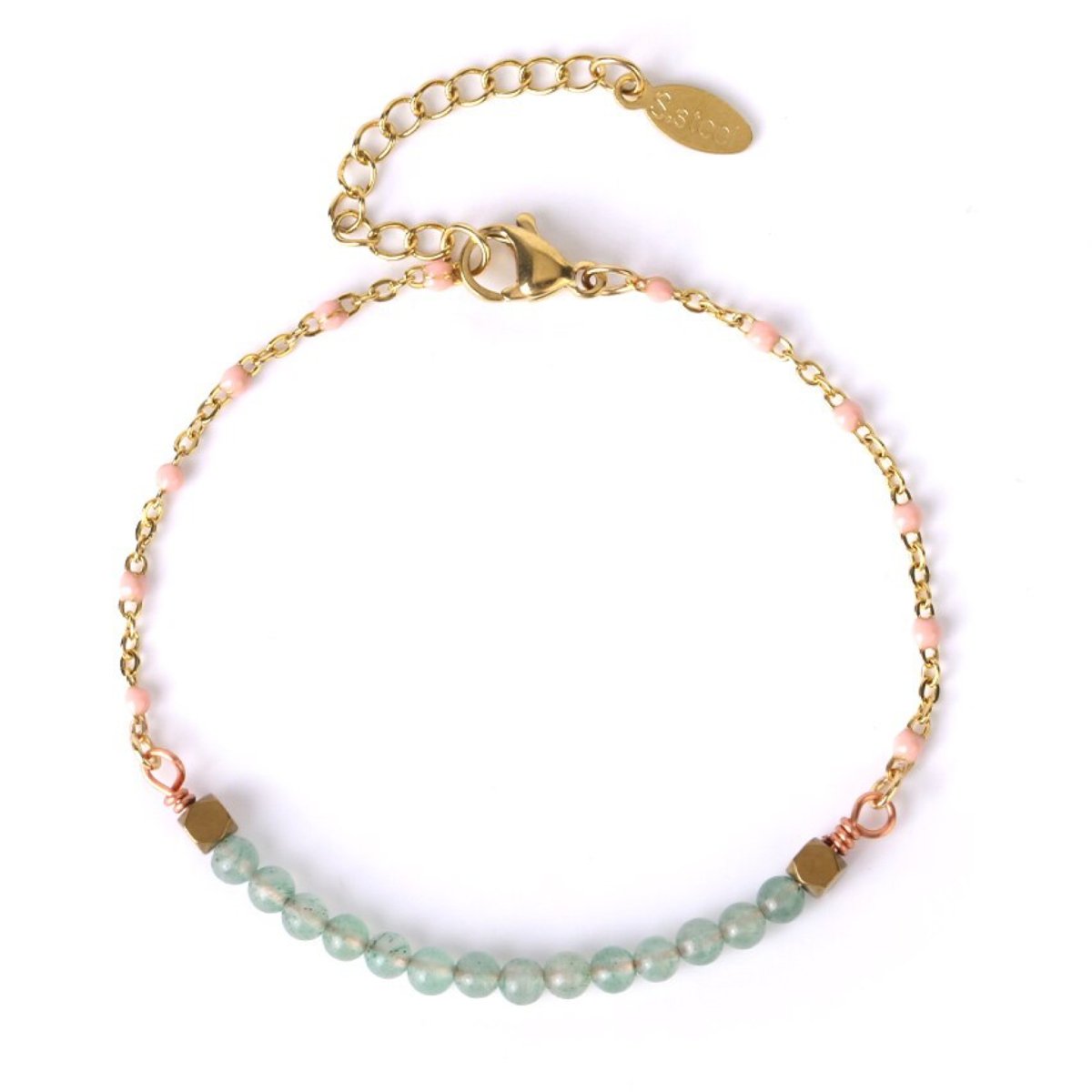 Bracelet Agate "Calendula" en Acier Inoxydable