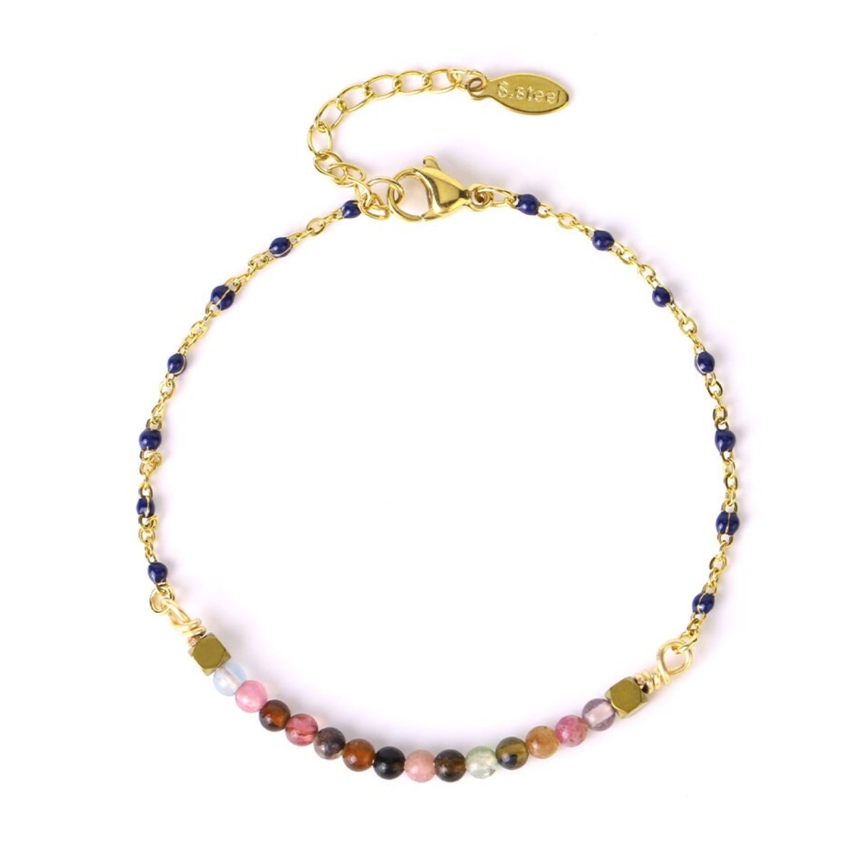 Bracelet Agate Indienne "Jonquille" en Acier
