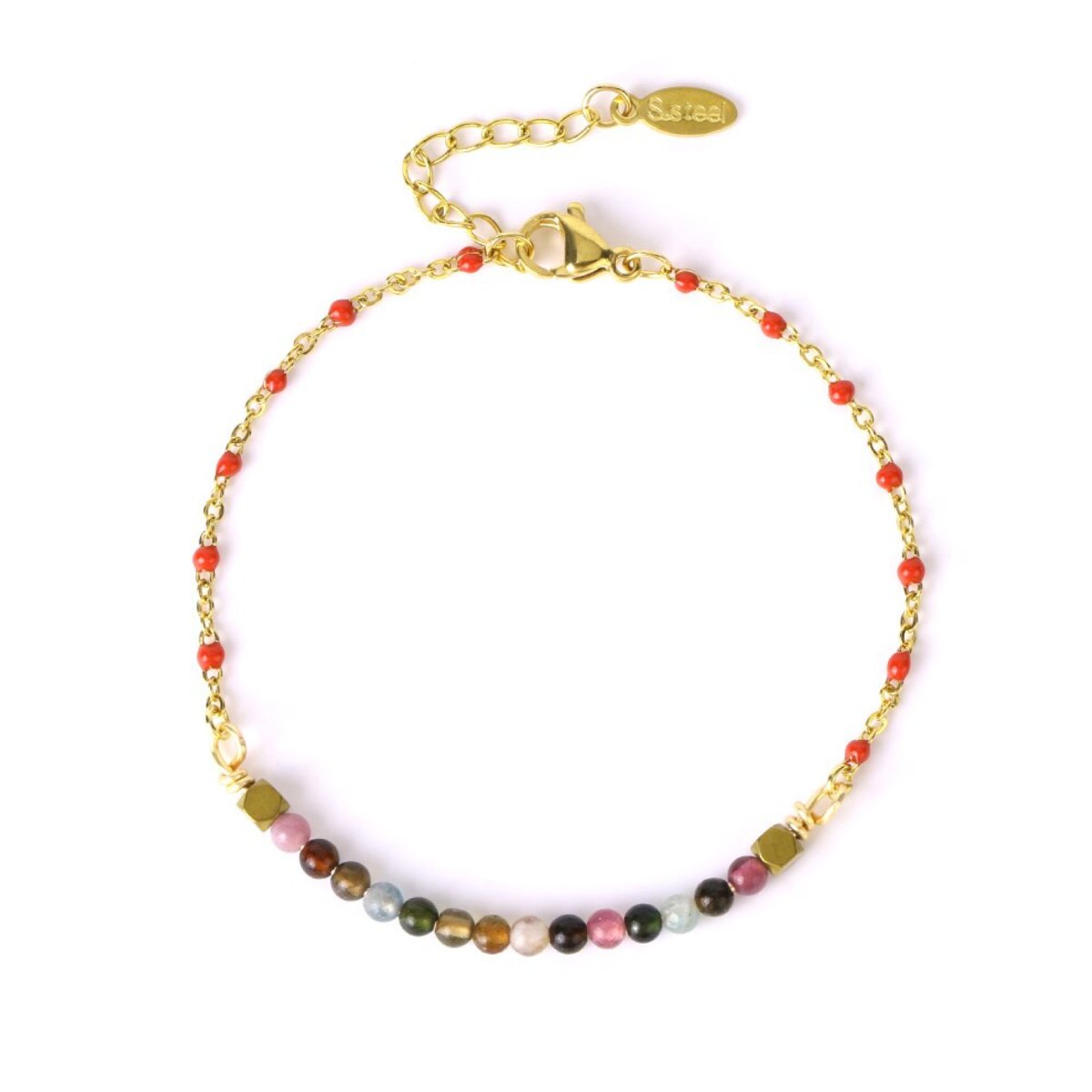 Bracelet Agate Indienne "Tulipana" en Acier