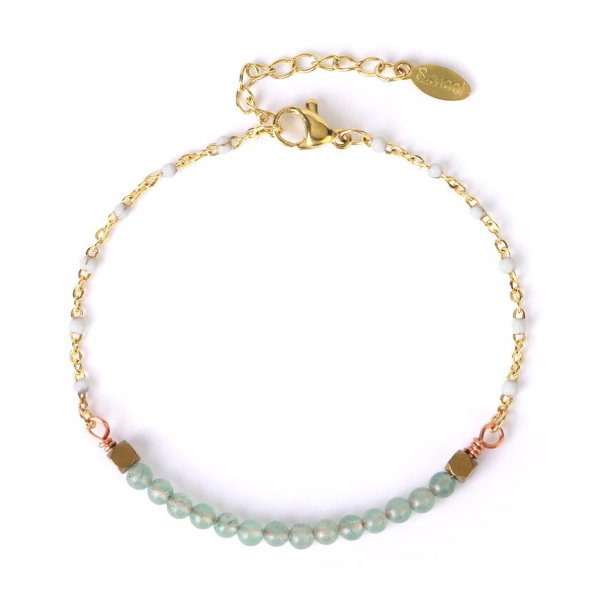 Bracelet Agate Mousse "Amaranta" en Acier Inoxydable