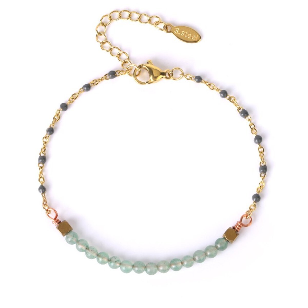Bracelet Agate Mousse "Galadria" en Acier