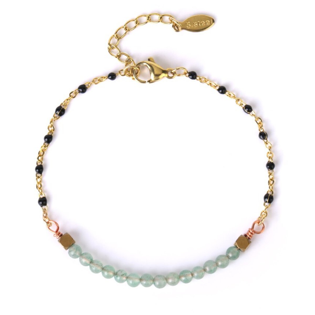 Bracelet Agate Mousse "Tindara" en Acier Inoxydable