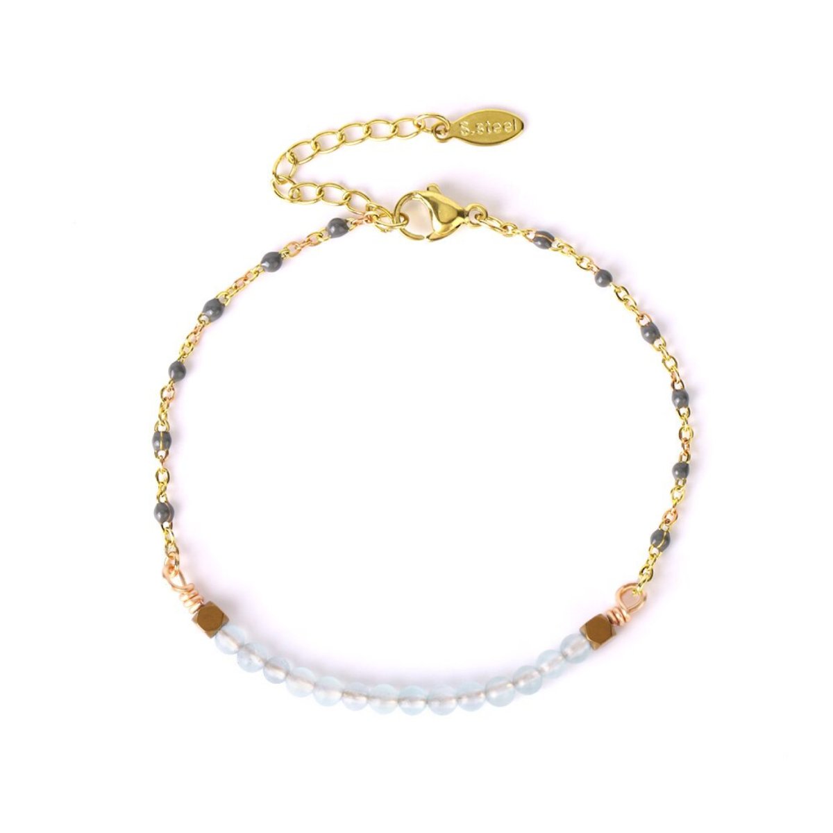 Bracelet Aigue Marine "Anastasia" en Acier