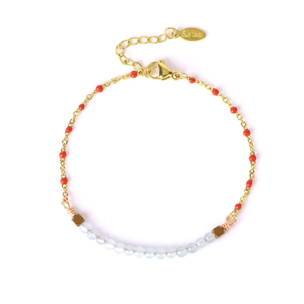 Bracelet Aigue Marine "Oksana" en Acier Inoxydable