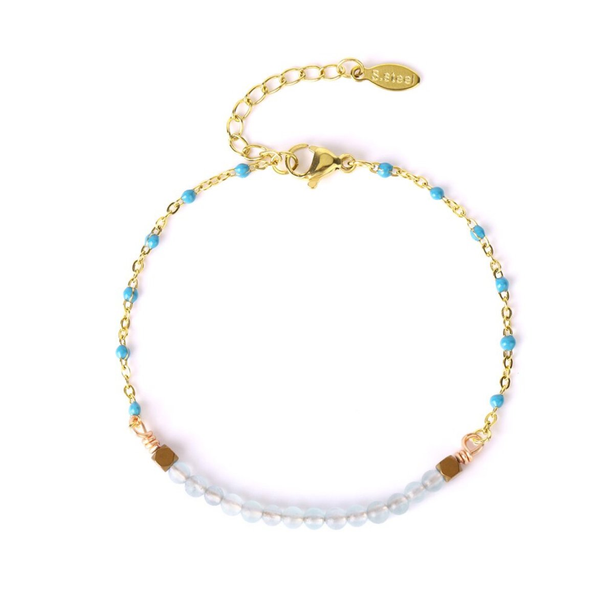 Bracelet Aigue Marine "Yelena" en Acier