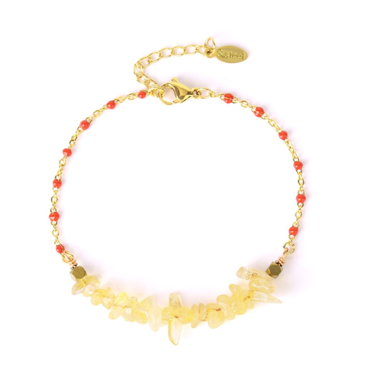 Bracelet Citrine "Edana" en Acier Inoxydable