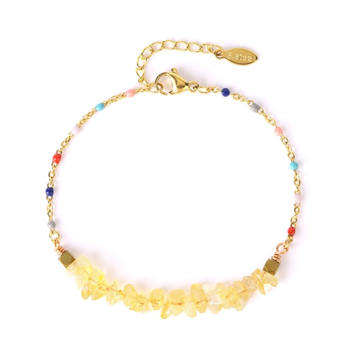 Bracelet Citrine "Elena" en Acier Inoxydable