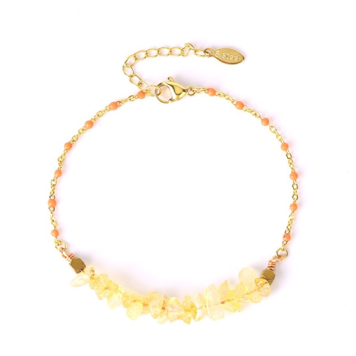 Bracelet Citrine "Félicie" en Acier Inoxydable