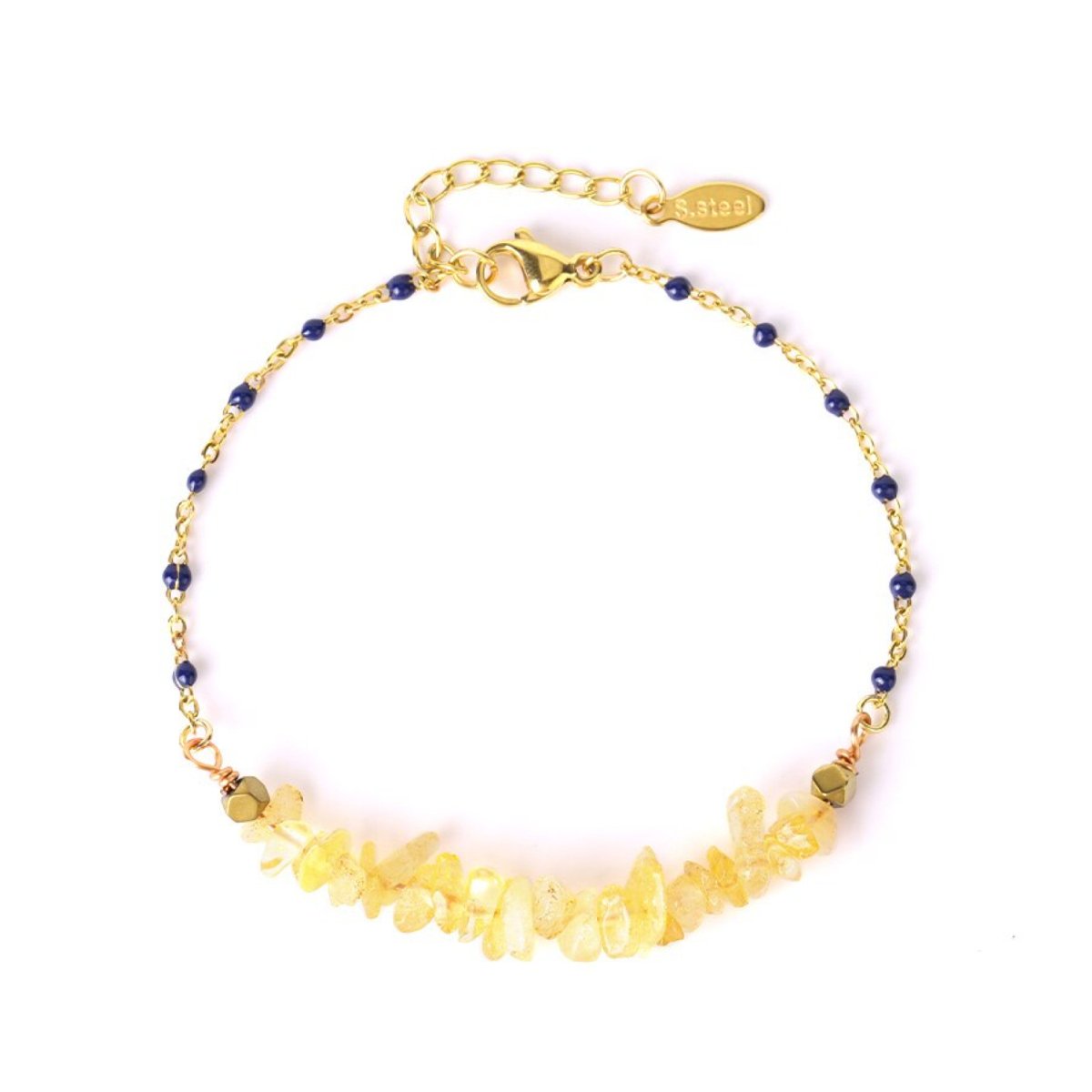 Bracelet Citrine "Léonie" en Acier Inoxydable