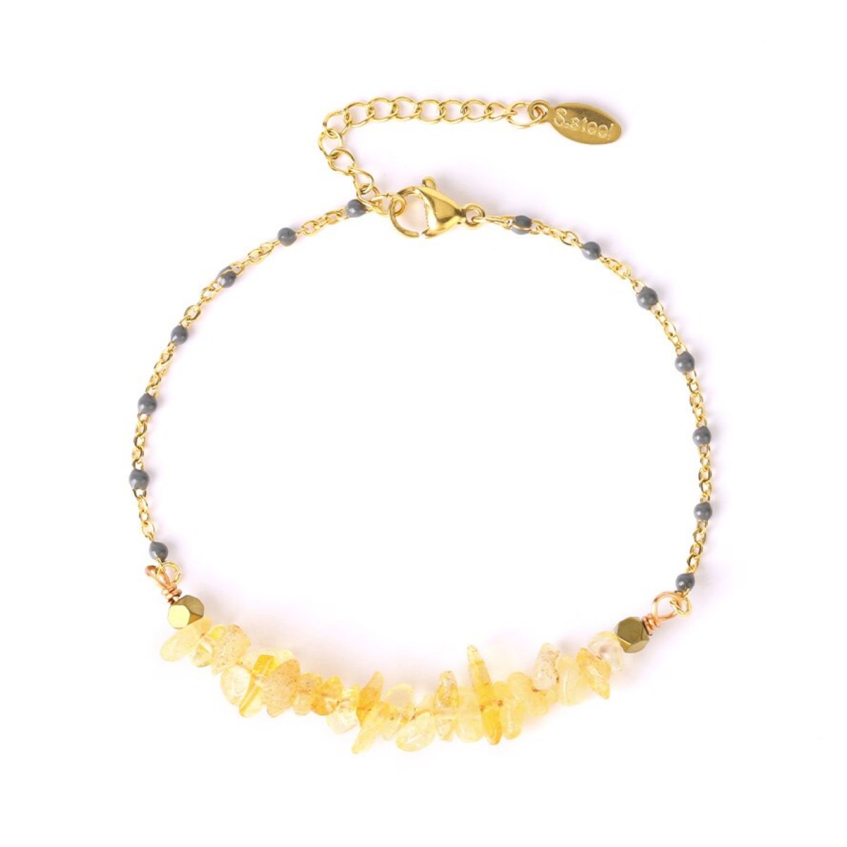 Bracelet Citrine "Suzanne" en Acier Inoxydable