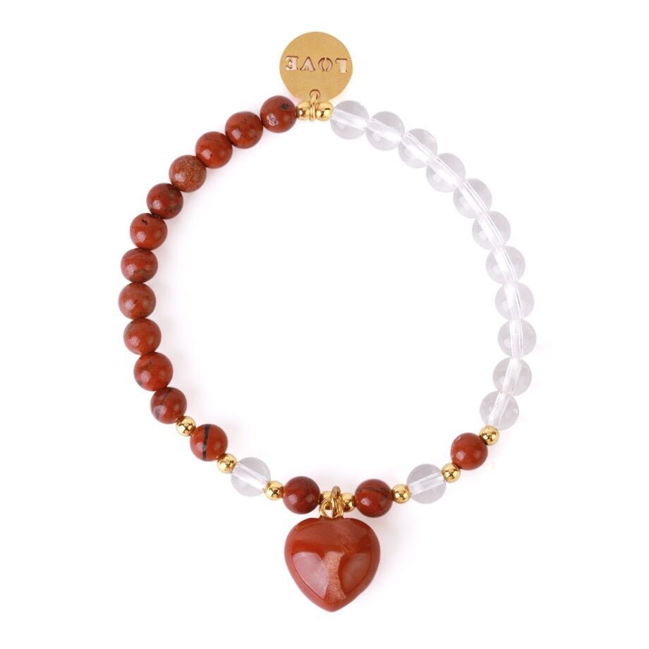 Bracelet Jaspe Rouge Coeur "Eléanor"