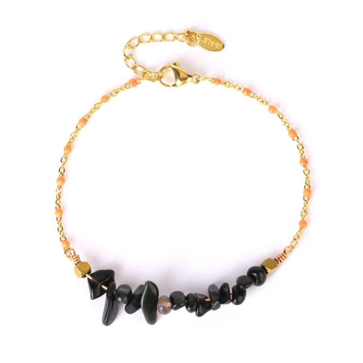 Bracelet Obsidienne "Ana" en Acier Inoxydable