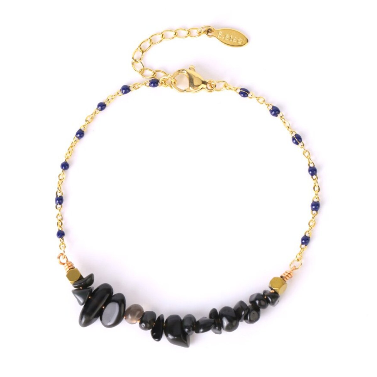 Bracelet Obsidienne "Livia" en Acier Inoxydable