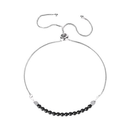 Bracelet Obsidienne Noire "Tyana" en Acier