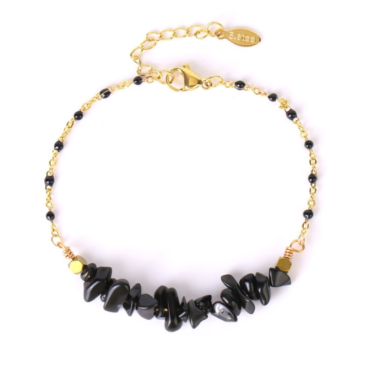 Bracelet Obsidienne "Silvia" en Acier Inoxydable