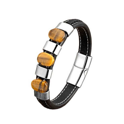 Bracelet Oeil De Tigre "Will" en Acier et Cuir