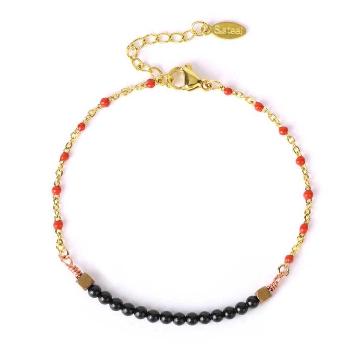 Bracelet Onyx Noir "Callum" Acier Inoxydable