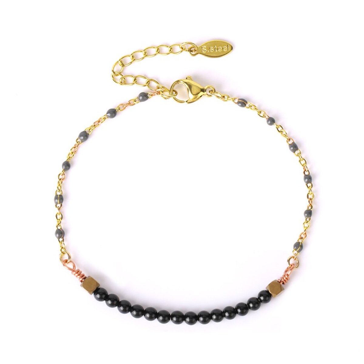 Bracelet Onyx Noir "Maeve" Acier Inoxydable