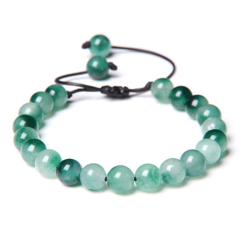 Bracelet Perles 8mm Calcédoine Verte