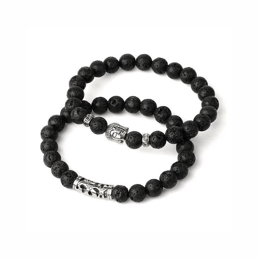 Bracelet Perles Bouddha Pierre De Lave