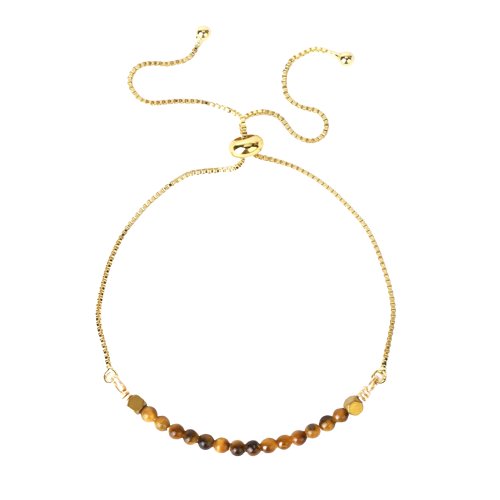 Bracelet Perles Oeil De Tigre "Zina" en Acier