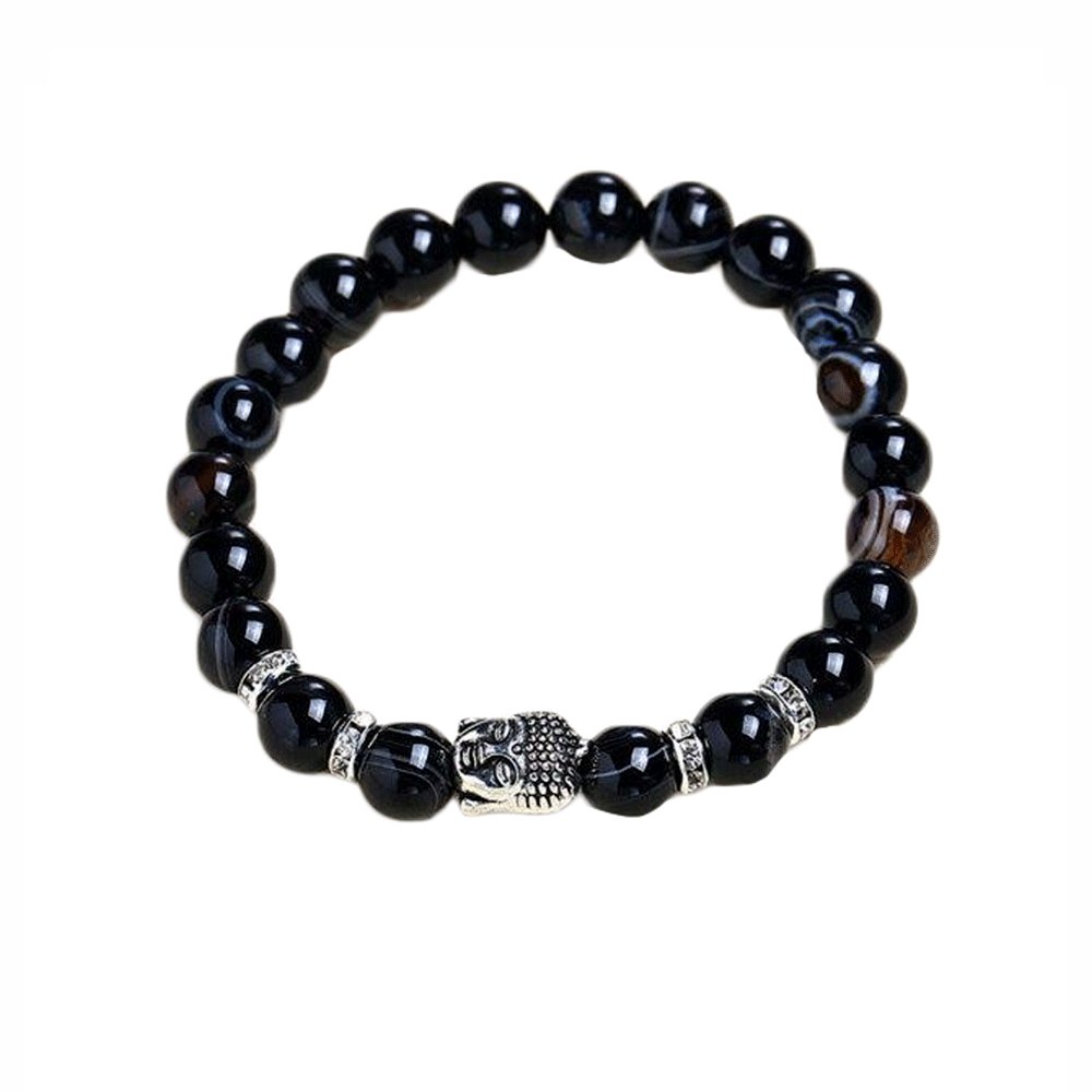 Bracelet Pierre Agate Noire "Camélina"
